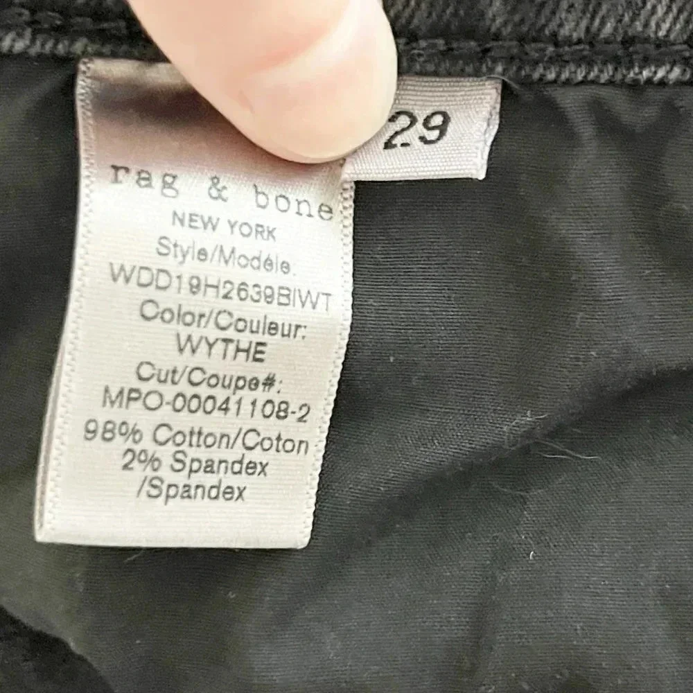 Rag & Bone Faded Black Nina High Rise Ankle Skinny Jeans Women's Waist Size 29